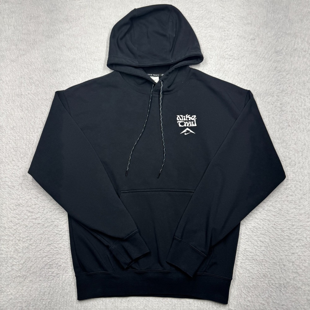 Nike Trail Hoodie Black Graphic Tour Du Mont Blanc‎ HF0337-010 Men's Size Small
